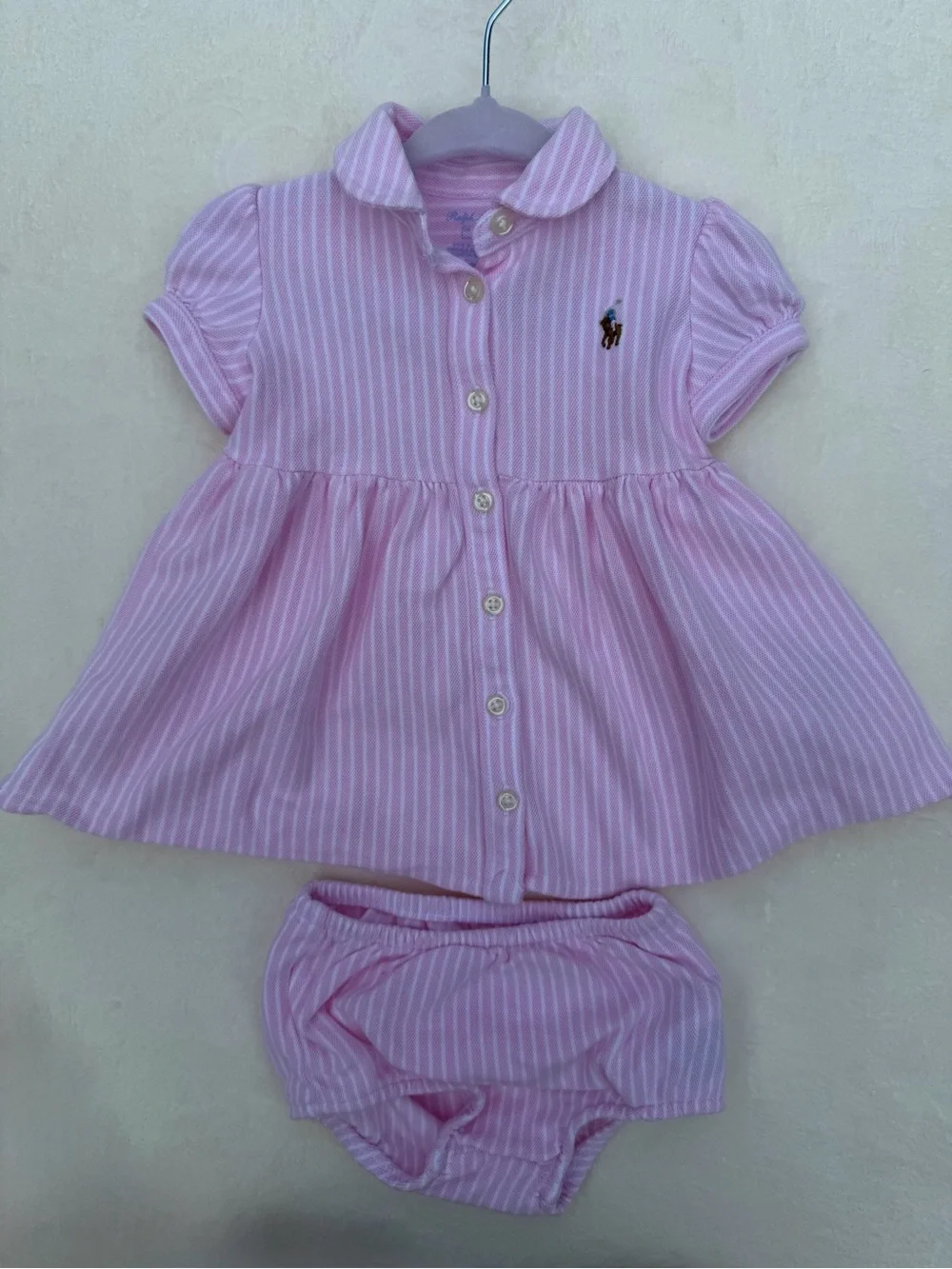 Baby Girl 3M Dress Lot Ralph Lauren OshKosh Floral Pink 2 Outfits Bloomers